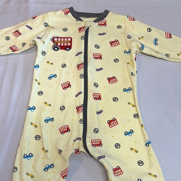 Tuffy - Yellow Baby Onesie with Red double decker Bus Print - Picture 2 of 3